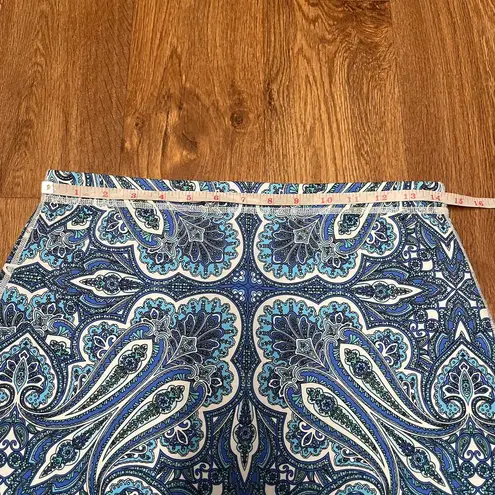 J. McLaughlin  Halle Reversible Skirt Womens Small Scuba Pencil Blue Paisley Geo