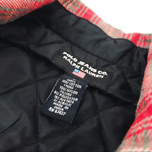 Vintage POLO Jeans Co. Ralph Lauren Quilted Plaid Jacket | Size S Red