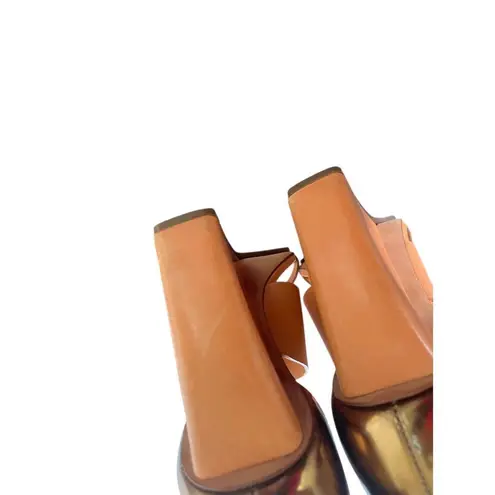 Rebecca Minkoff  Stella Leather Wedge Shoes 8.5 Orange / Gold