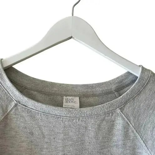 Stars Above Soft Fleece Gray Heathered Crewneck Pullover Long Sleeves Top SZ L