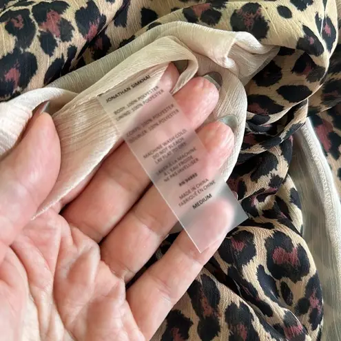 Jonathan Simkhai Leopard Print Tie Back Jumpsuit Size Medium Black