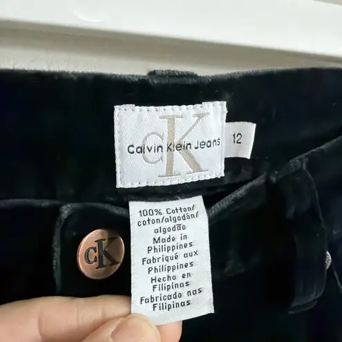 Calvin Klein Jeans Woman’s Black Velvet High Rise Straight Leg Sz 12 Pants