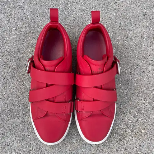 Valentino Garavani V-Punk red leather belted low-top sneakers size IT 37 US 7