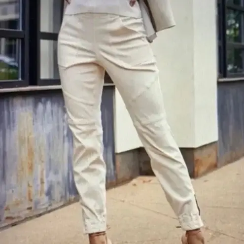 Spanx  Stretch Twill High Rise Jogger Pants Ankle Zip Parchment Cream Size Small - Image 2