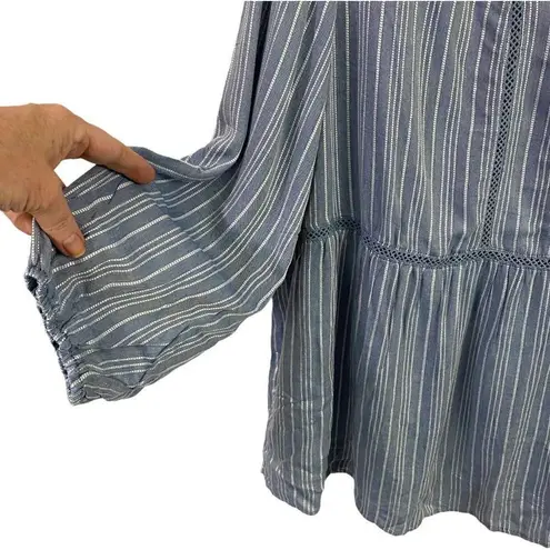 Fever Boho Striped Blouse Size XXL Blue