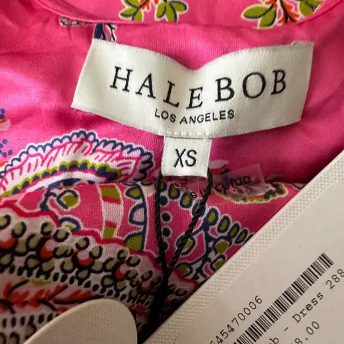 Hale Bob Pink SIlk Floral Paisley Ruffle Double Breasted Romper Size XS NWT