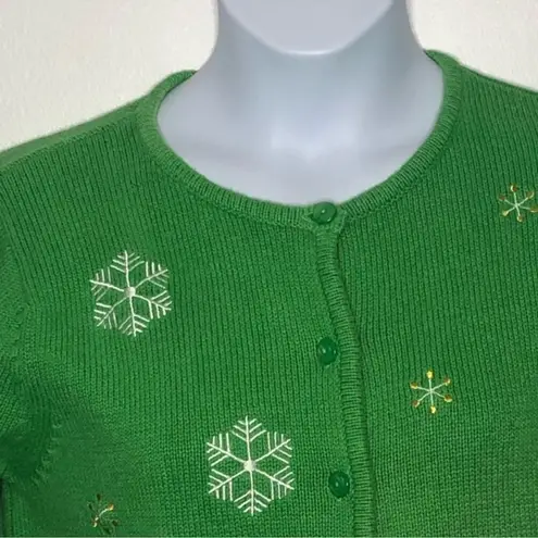 Classic Elements Vintage Christmas Cardigan M | Ugly Holiday Sweater Embellished