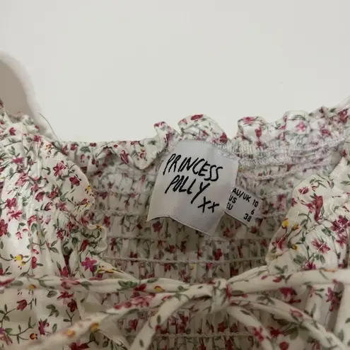 Princess Polly  Multi floral short sleeve milk maid button front mini dress US 6