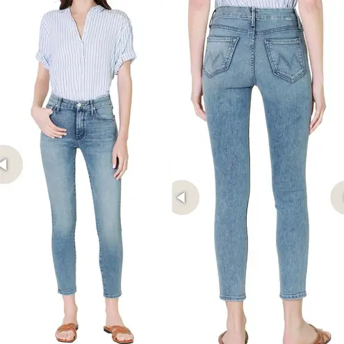 MOTHER Denim The Looker Ankle Fray Skinny Cigarette Jeans Twice Shy Light Wash Blue Size 30