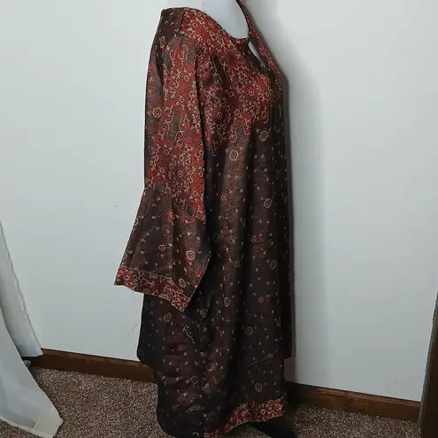 Hand made bohemian style dress shirt size medium /large Brown