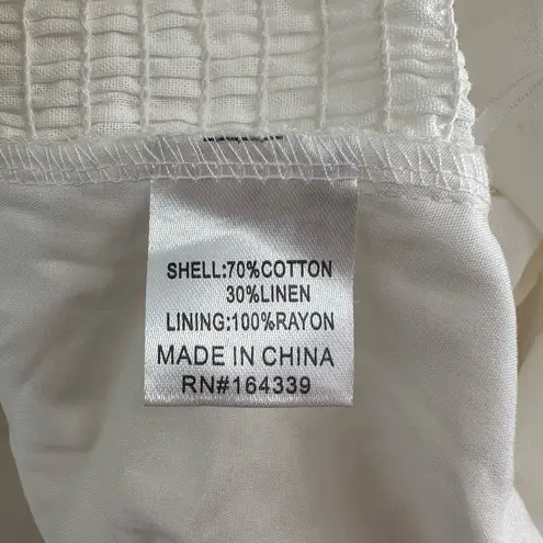 Petal and Pup Celine Top in White size Large Cropped Cotten Linen Long Sleeve NWT