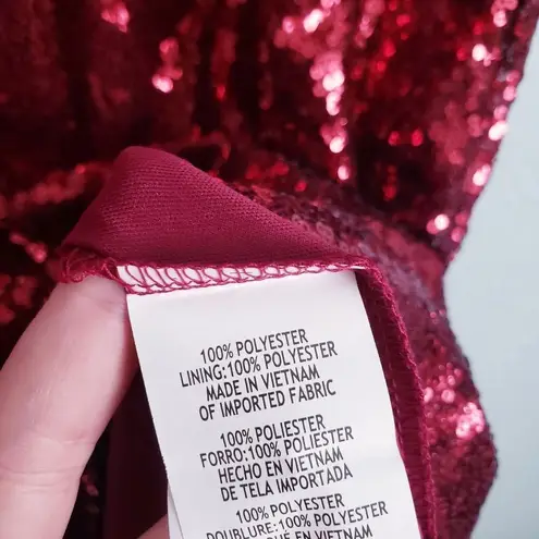 Marina Red Sequin Short Sleeve Cocktail Dress Size 10