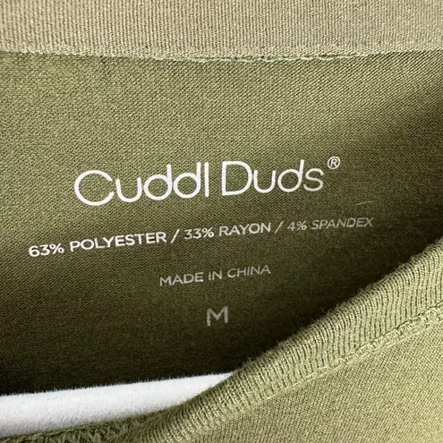 Cuddl Duds Green Long Sleeve Soft Stretchy Lightweight Rayon Blend Shirt Size M