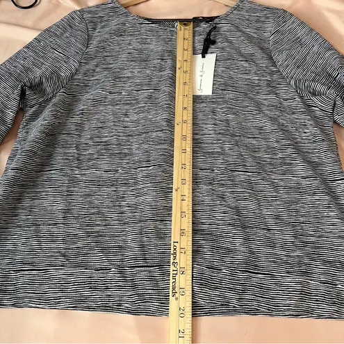 Jasmine & Juliana Black White Abstract Striped Top Crepe Chiffon Boxy Size L Size L