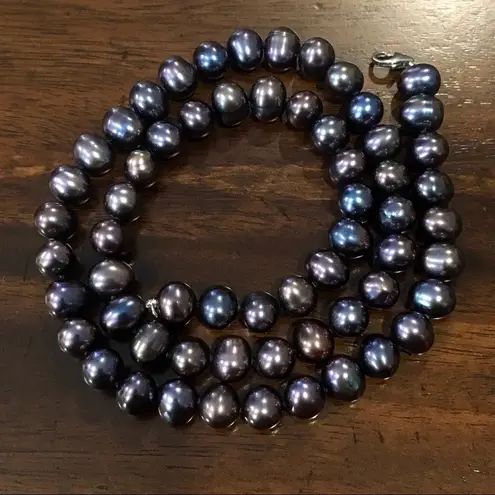 Peacock Pearl Necklace With Sterling Silver Clasp Purple