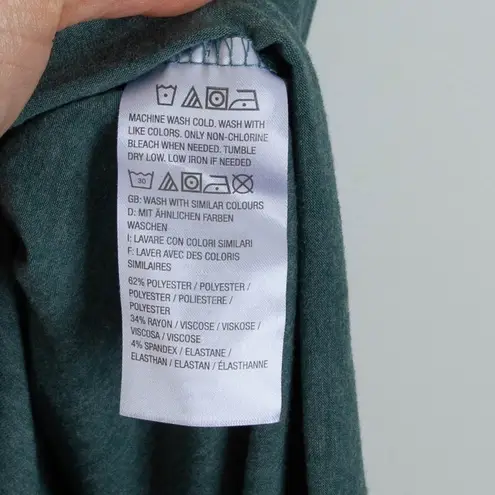 LOGO By Lori Goldstein LOGO Lounge by Lori Goldstein Womens V Neck Asymmetric Midi Dress Size S Green