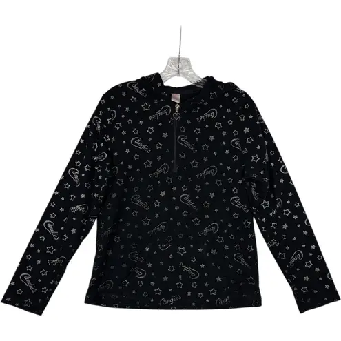 Candies Y2K Black Velour Star Logo Lounge Set Hoodie Flare Leg Pants Womens sz M Size M