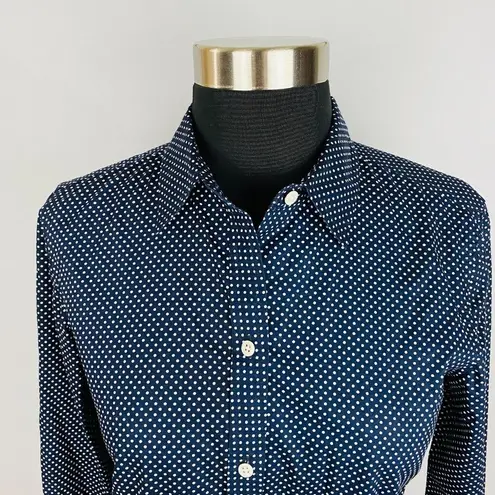 L.L.Bean  Signature Button Down Shirt Women's Size 0 Polka Dots Collared Casual