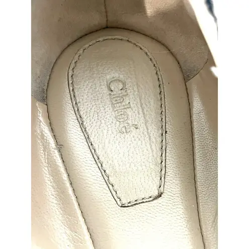 Chloé Chloe Lauren Ballet Flats Scalloped Crushed Velvet Leather Tan Rose Size 37