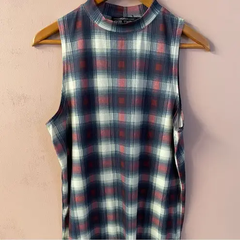 Evil Twin NWOT Plaid Mock Neck Tank Dress Size M White Size M