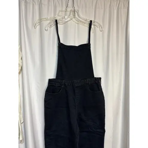 ModlX Women's Black Denim Cropped Wide Leg Overalls Jumpsuit Size 10