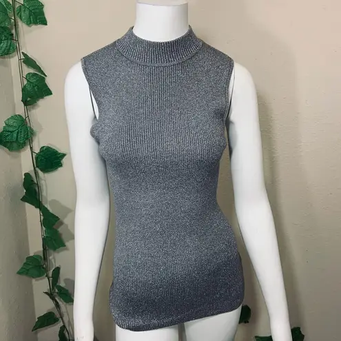 Nygard Silver Metallic Turtleneck Tank Top Blouse