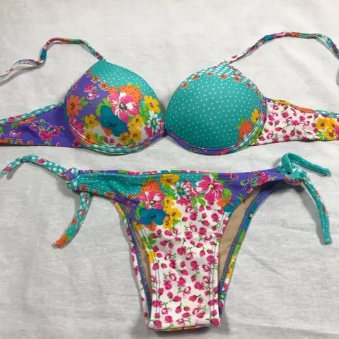 Recco brazilian floral print bikini set NWT Purple Size L