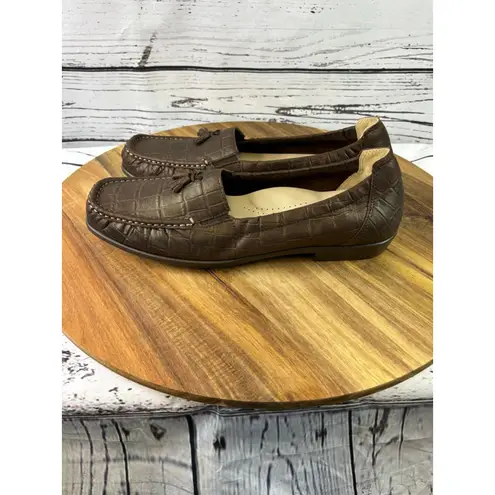 Women's SAS Brown Alligator Print Loafers 11.5