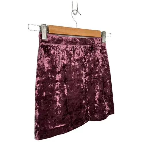 Abound New Nordstrom  Crushed Velvet Velour Mini Retro 90s Y2K Skirt Burgundy XXS