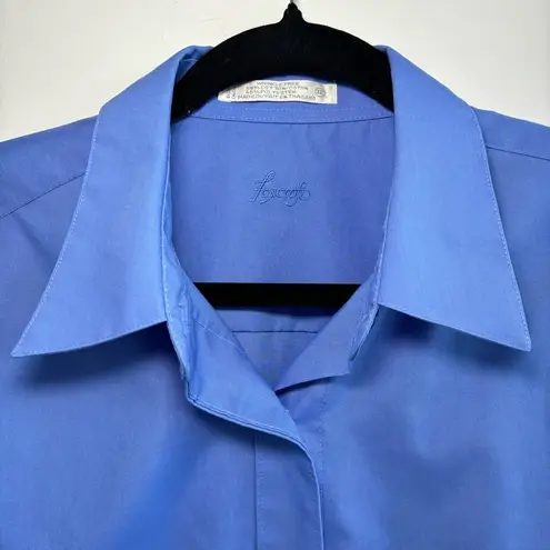 Foxcroft  Women's Button Front Shirt Size 12 Wrinkle Free Blue Long Sleeve