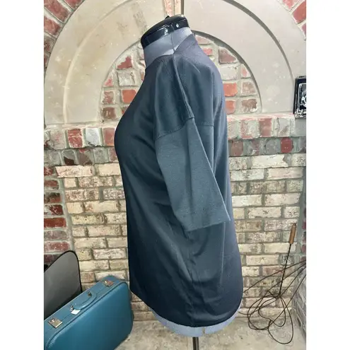 knit top boat neck half sleeve black Size XL