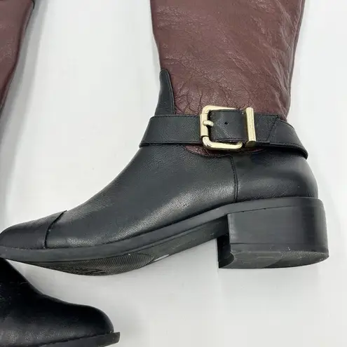 Vince Camuto  Leisha Brown Black Leather 6.5 M 36.5 Knee High Riding Boots