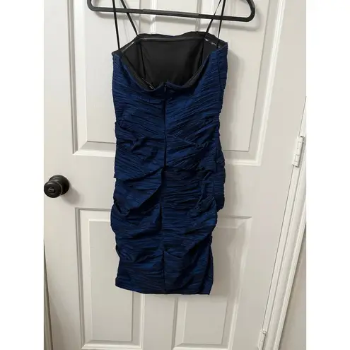 Betsy and Adam Blue Textured Strapless Cocktail Dress Size 6