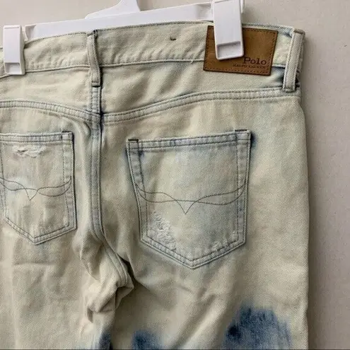 Polo Ralph Lauren The Avery Boyfriend Bleached Button Fly Jeans Acid Wash 27