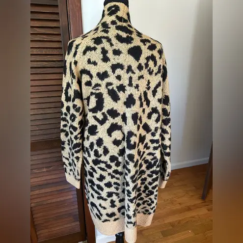 BP  Black and Tan Animal Print Open Front Long Cardigan
