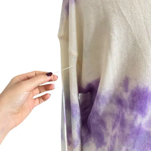 The Elder Statesman Cashmere Tie Dye Long Fit Sweater Top Purple Size M