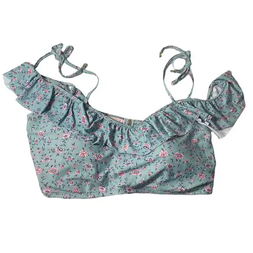 BluC Womens Plus Size 3X Bikini Bathing Suit Top Off Tie Shoulder Strap Floral