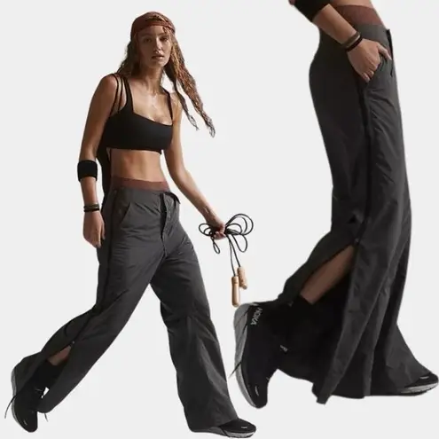 Free People Movement Nova Gray Lined Zip Up Wide Leg High Rise Athletic Pants M Size M