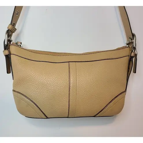 Coach F12321 MADISON TAN PEBBLE LEATHER CONVERTIBLE HOBO CROSSBODY