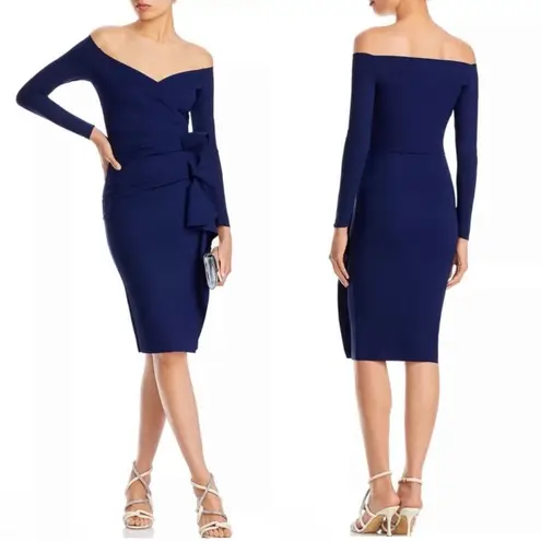 Chiara Boni La Petite Robe Silveria Off-the-Shoulder Dress in Navy, NWT, Size 6