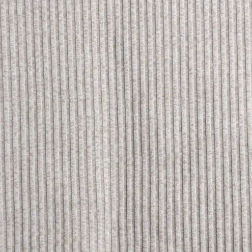 ALL FENIX Oatmeal Beige Ribbed Knit Crew Neck Drawstring Athleisure Crop Top S Tan