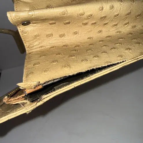 Vintage Old Money Ostrich Leather Satchel Doctors Bag Clutch Handbag READ DISCR.