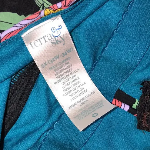 Terra & Sky one piece floral tropical swimsuit size 5X new without tags