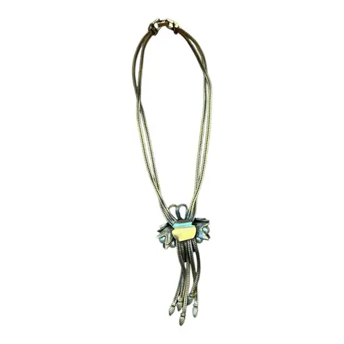 Vintage Tortolani Runway Piece Gold Wash Over Pewter Necklace