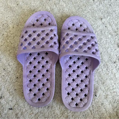 Lavender Women's Comfort Slippers/ slide sandals with smiley faces Purple Size 5.5
