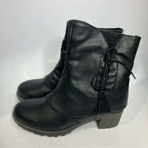 Muk Luks Lucy Lillith black faux leather boots women’s size 10 zipper closure