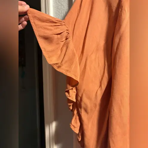 Free People  Women's Xsmall Fade Away Oversized Shirt Dress Orange Rust