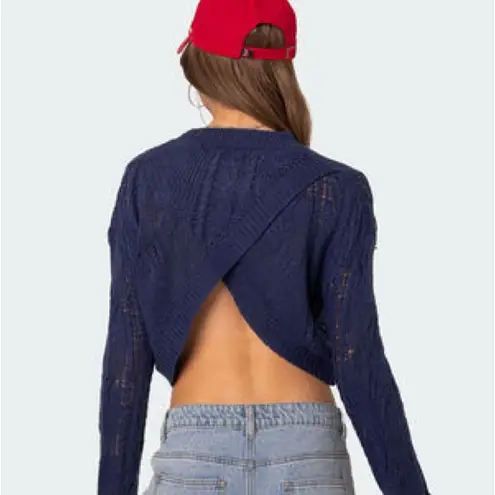 Edikted Gabrielle Cropped Cable Knit Sweater