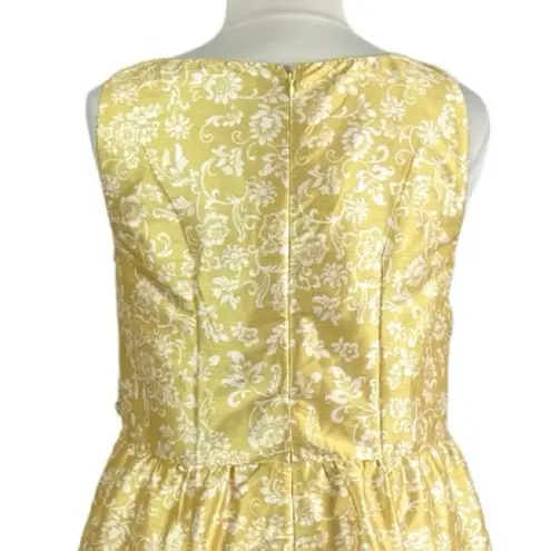 Eshakti Women’s Plus Dress Fit Flare Ruched Waist Yellow Floral Size 14/16