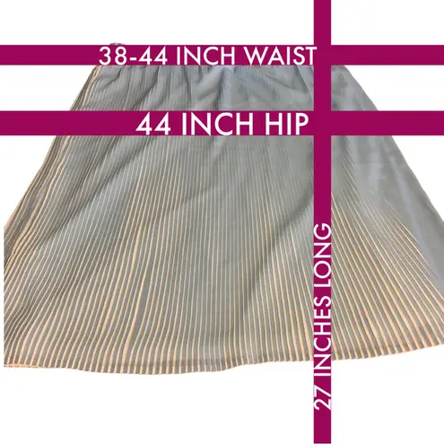 VINTAGE VICKI WAYNE BABY BLUE & WHITE ACCORDION PLEAT ELASTIC WAIST SKIRT (XL)